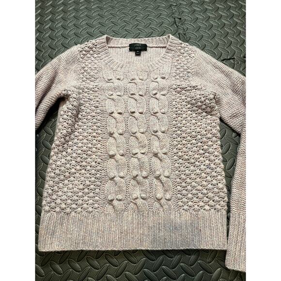 J CREW Handknit Popcorn Sweater Size XS Pink lambswool #30001 Womens Warm - Picture 2 of 9